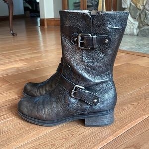 GUESS Metallic Leather Biker Boots Size 9 Women’s
